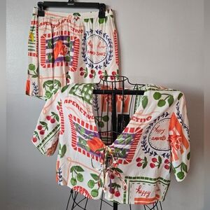 NWT Club Z Collection Colorful Printed Two-Piece Set Summer Swim Suit Cover Up